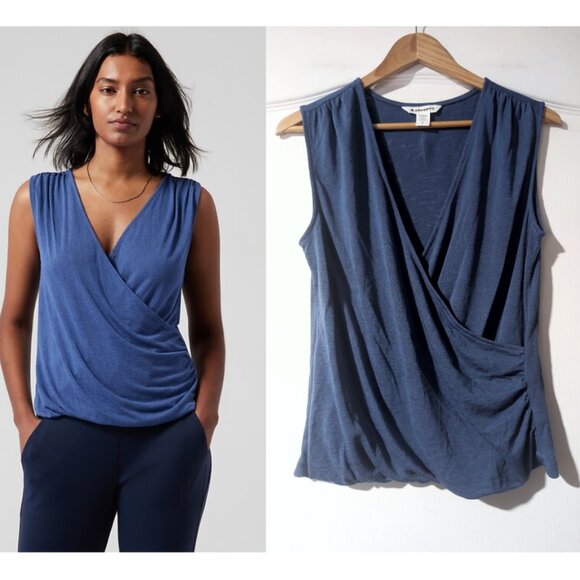 NEW! Athleta | Breezy Wrap Tank In Chrome Blue - Picture 1 of 10